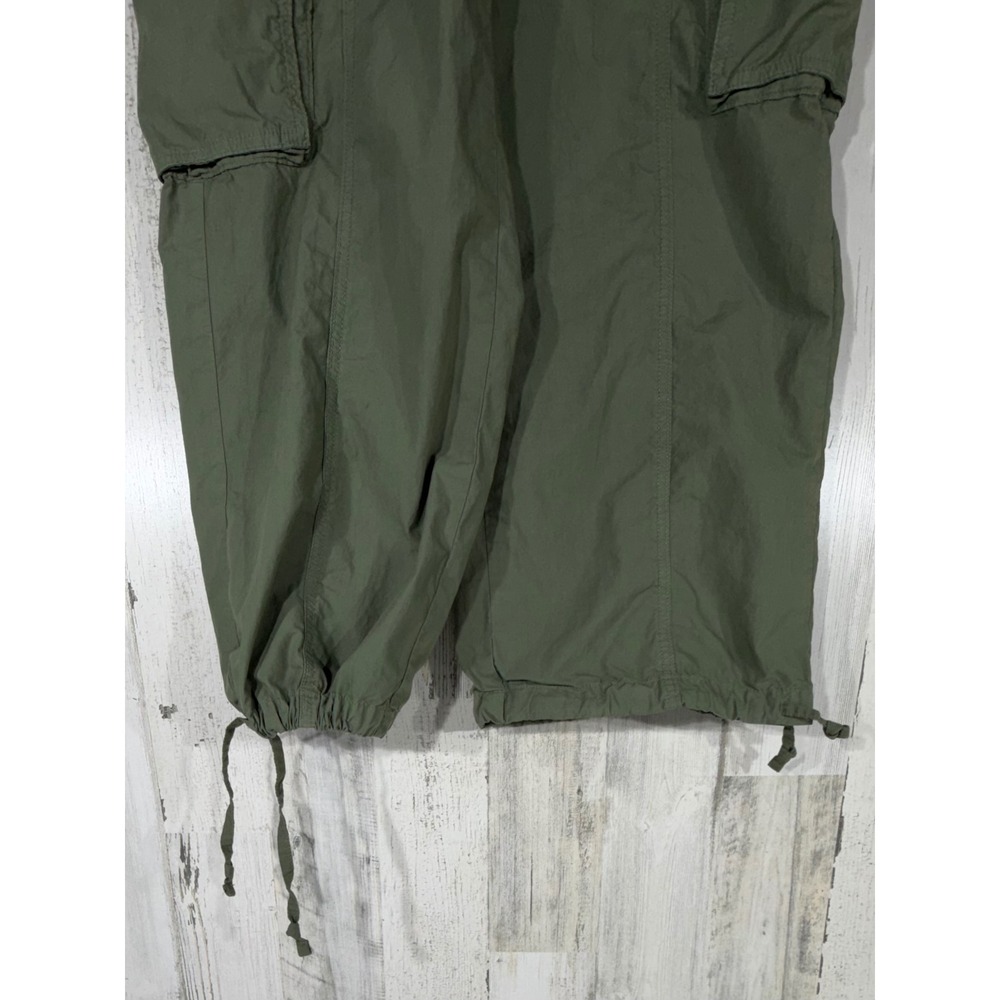 Aerie Cargo Pants Small Olive Green Parachute Wide Leg Cotton Pullon Drawstring - Picture 11 of 11